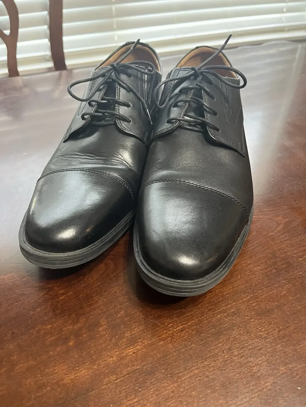 Clarks Collection 15770 Black Leather Cap Toe Lace-Up Oxford Dress Shoes 11.5W